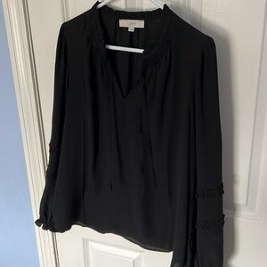 Black ruffle loft blouse
